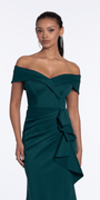 Off the Shoulder Scuba Dress with Side Ruffle - Camille La Vie
