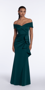 Off the Shoulder Scuba Dress with Side Ruffle - Camille La Vie