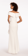 Off the Shoulder Scuba Dress with Side Ruffle - Camille La Vie