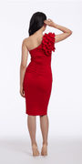 Ruffle One Shoulder Scuba Dress with Ruching - Camille La Vie