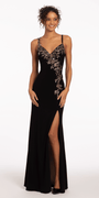 Jersey Sweetheart Floral Applique Dress - Camille La Vie