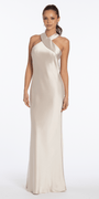 Satin Halter Column Dress - Camille La Vie