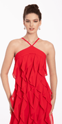 Chiffon Halter Neck Ruffle Dress - Camille La Vie