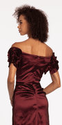 Taffeta Ruffle Off the Shoulder Trumpet Dress - Camille La Vie