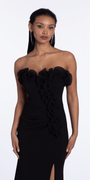 Strapless Ruffle Crepe Column Dress with Side Ruffle - Camille La Vie