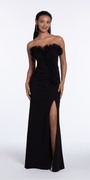 Strapless Ruffle Crepe Column Dress with Side Ruffle - Camille La Vie