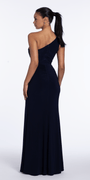 Jersey One Shoulder Column Dress with Embroidery and Contrast Lining - Camille La Vie