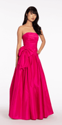 Strapless Pleated Taffeta Ballgown with Side Bow - Camille La Vie