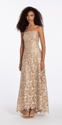 Camille La Vie Strapless Open Lace A Line Dress with Train missy / 4 / gold