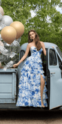 white-blue/size/4/missy/Camille La Vie/Strapless Floral Chiffon Tiered Ballgown with Side Slit/lifestyle 1