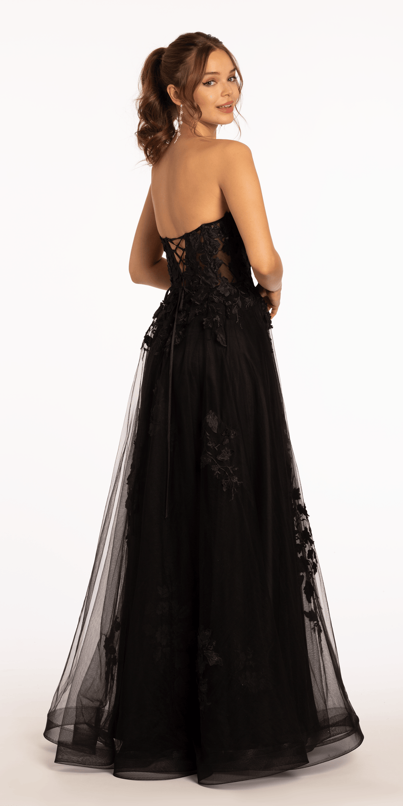Camille La Vie Floral Mesh Applique Corset A Line Dress