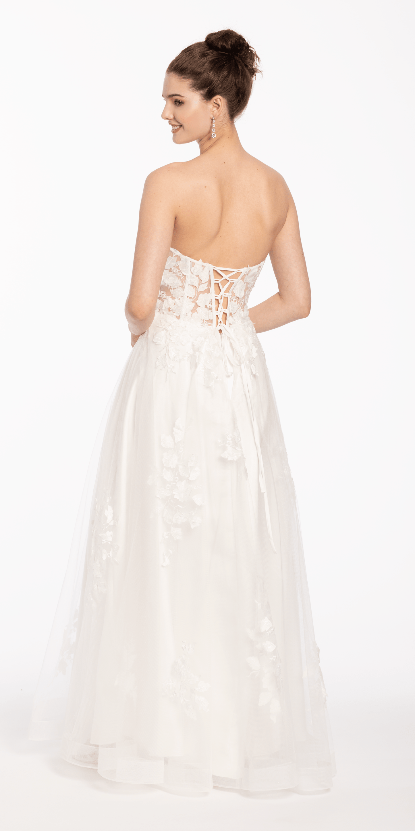 Floral Mesh Applique Corset A Line Dress - Camille La Vie