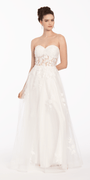 Floral Mesh Applique Corset A Line Dress - Camille La Vie