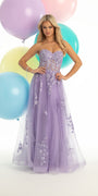 Floral Mesh Applique Corset A Line Dress - Camille La Vie