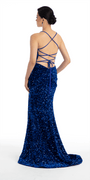 Sequin Lace Up Dress with Side Slit - Camille La Vie