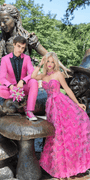 Floral Tulle Corset Ballgown with Waist Tie - Camille La Vie