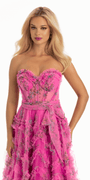 Floral Tulle Corset Ballgown with Waist Tie - Camille La Vie
