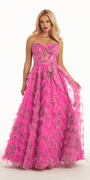 Floral Tulle Corset Ballgown with Waist Tie - Camille La Vie