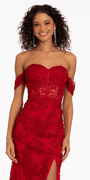 Off the Shoulder Embroidered Corset Column Dress with Keyhole Back - Camille La Vie
