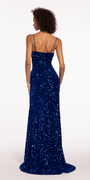 Sweetheart Sequin Trumpet Dress with Sheer Panels - Camille La Vie