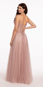 Glitter Tulle Lace Up Back Embroidered A Line Dress - Camille La Vie