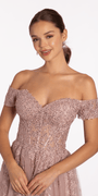Off the Shoulder Embroidered Tulle Ballgown - Camille La Vie