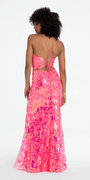 Strappy Lace Up Back Trumpet Dress with Sequin Floral Motif - Camille La Vie