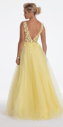 Deep V Back 3 D Floral Tulle Ballgown - Camille La Vie