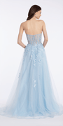 Camille La Vie Sequin Applique Corset Plunge Tulle Ballgown