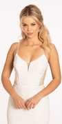 Sequin Embellished Plunge Trumpet Dress with Keyhole Back - Camille La Vie