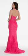 Beaded Stretch Lace Halter Corset Column Dress - Camille La Vie