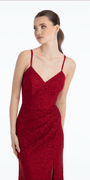 Sweetheart Lace Strappy Back Column Dress with Heat Set Stones - Camille La Vie