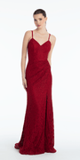 Sweetheart Lace Strappy Back Column Dress with Heat Set Stones - Camille La Vie