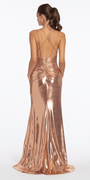 Foil Halter Empire Column Dress with Ruching - Camille La Vie