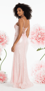 Mesh Burst of Floral Sweetheart Sequin Column Dress - Camille La Vie
