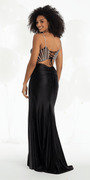 Stretch Satin Sweetheart Rhinestone Corset Column Dress - Camille La Vie
