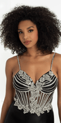 Stretch Satin Sweetheart Rhinestone Corset Column Dress - Camille La Vie