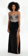 Stretch Satin Sweetheart Rhinestone Corset Column Dress - Camille La Vie