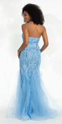 Strapless Beaded Mermaid Dress with Mesh Ruffle Godets - Camille La Vie