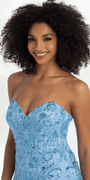 Strapless Beaded Mermaid Dress with Mesh Ruffle Godets - Camille La Vie