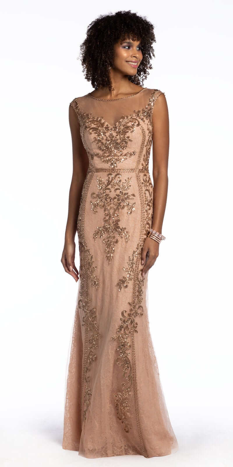 Lace Cap Sleeve Beaded Sheath Dress - Camille La Vie