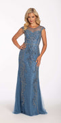 Lace Cap Sleeve Beaded Sheath Dress - Camille La Vie