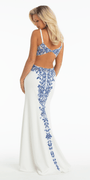 Jersey Plunge Column Dress with Embellished Side Cut Outs - Camille La Vie