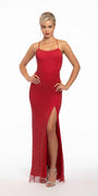 Stone Netting Lace Up Dress with Side Slit - Camille La Vie