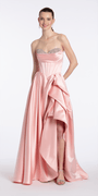 Camille La Vie Strapless Satin Rhinestone Corset Dress with Convertible Side Drape missy / 0 / light-pink