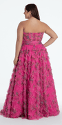 Floral Tulle Corset Ballgown with Waist Tie - Camille La Vie