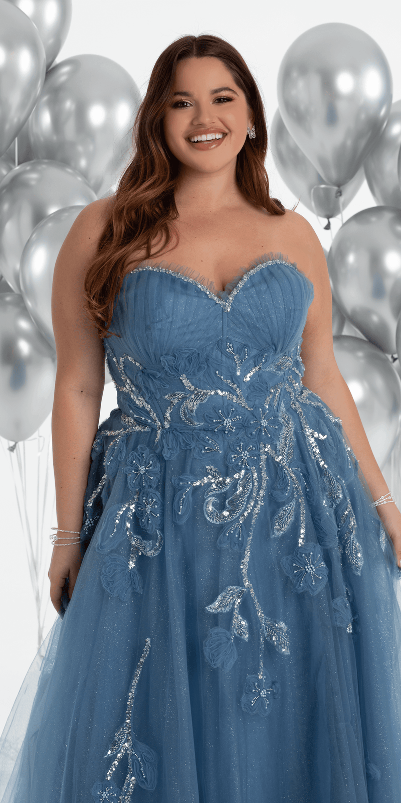 Glitter Tulle Embellished Sweetheart Ballgown - Camille La Vie