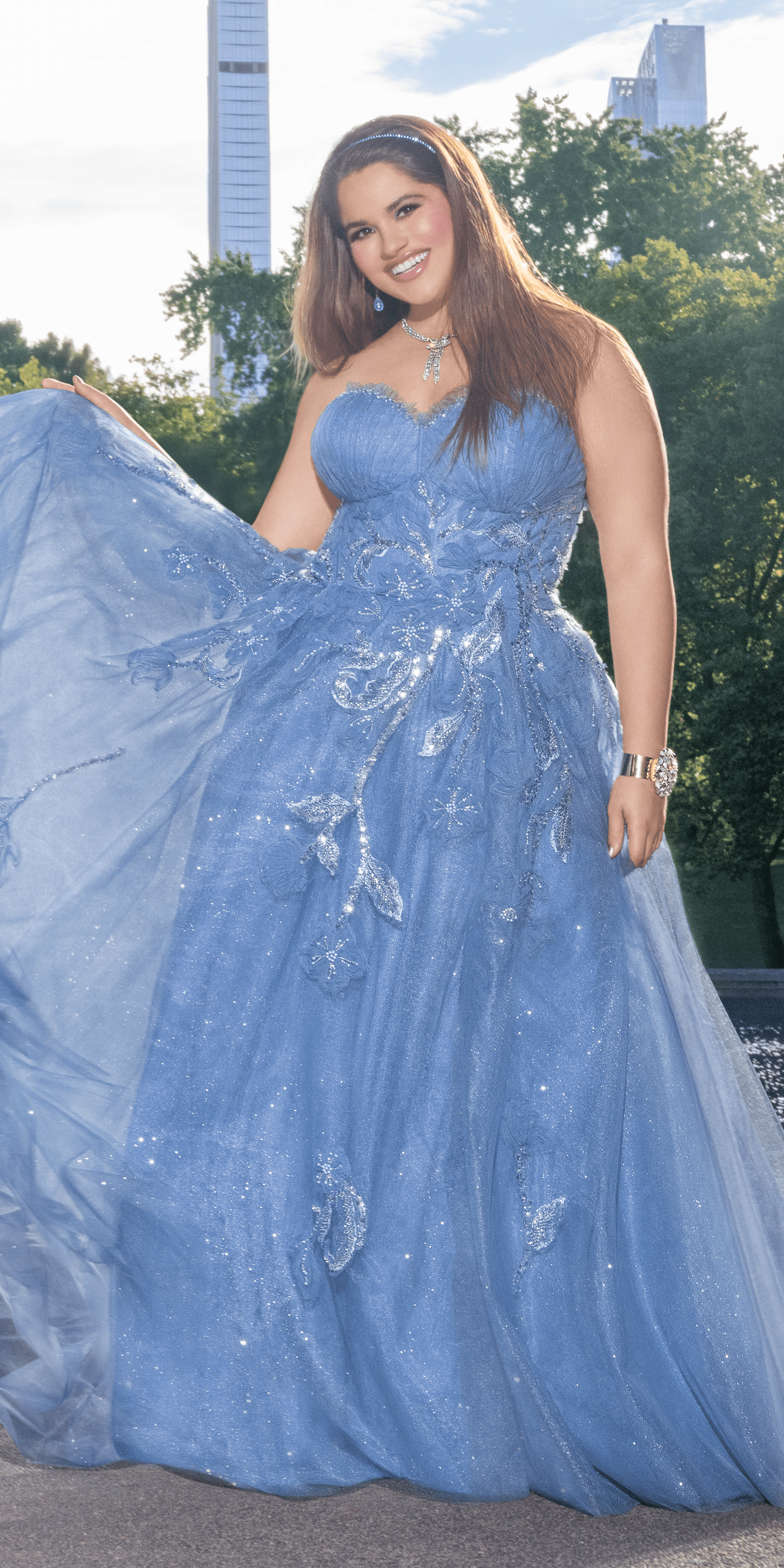 Glitter Tulle Embellished Sweetheart Ballgown - Camille La Vie
