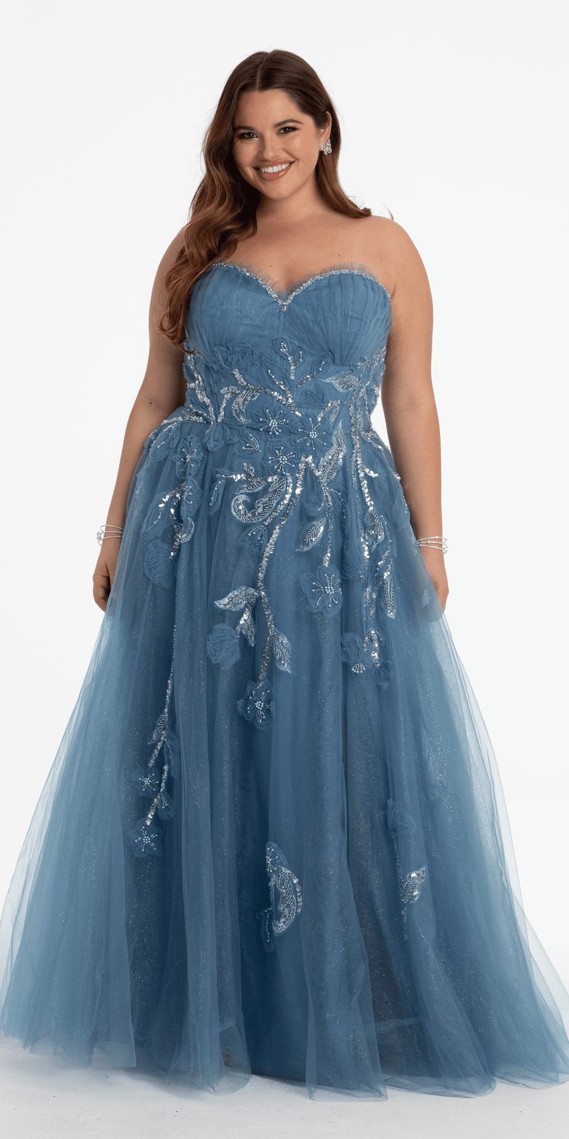Glitter Tulle Embellished Sweetheart Ballgown - Camille La Vie