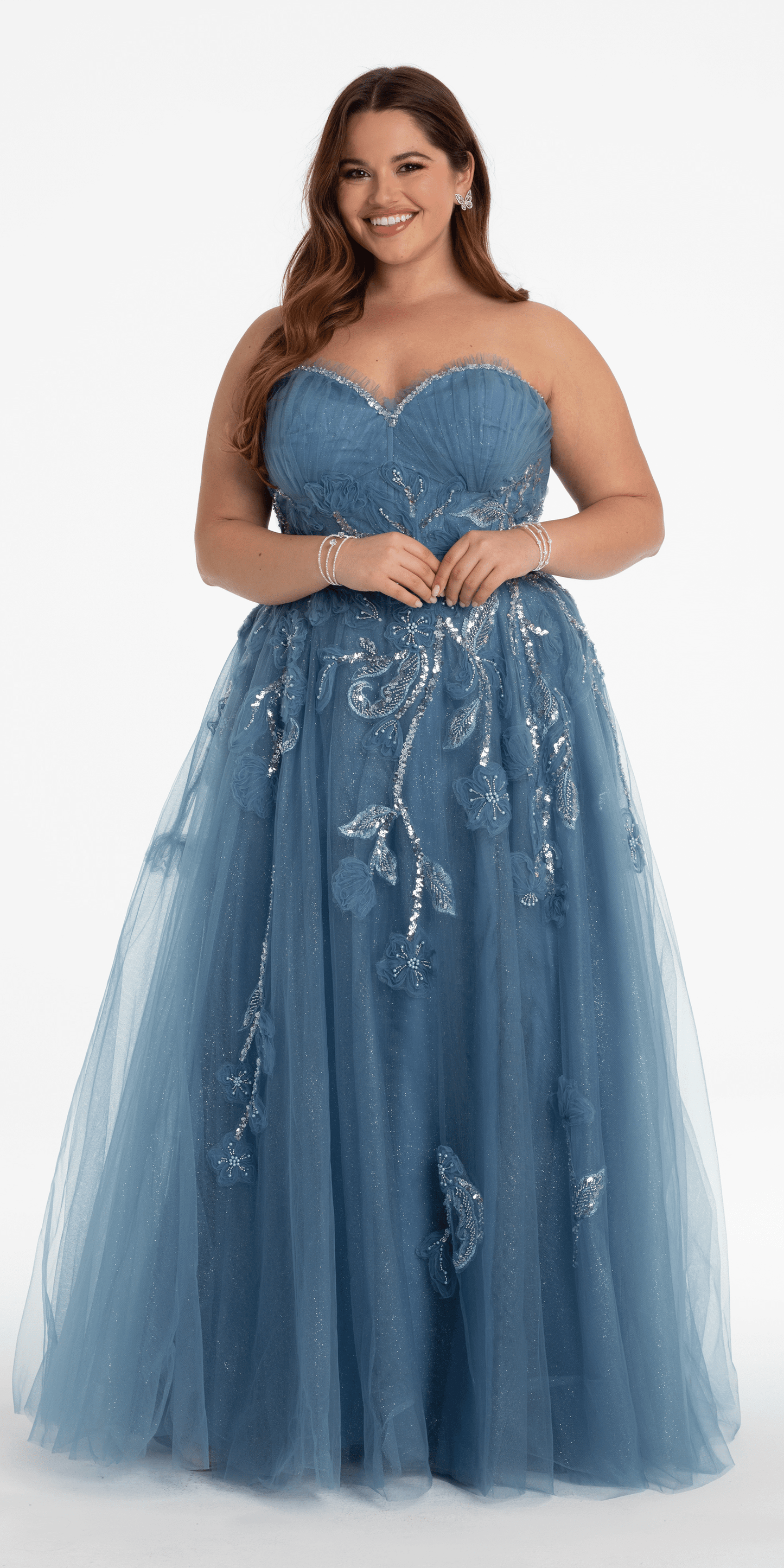 Glitter Tulle Embellished Sweetheart Ballgown - Camille La Vie